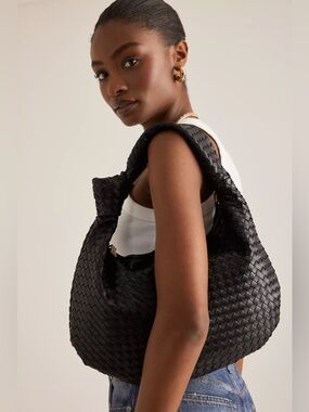 Brand new/never worn black faux leather Melie Bianco shoulder bag